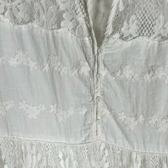 Impressions Lace Tiered Bohemian Cottagecore Babydoll White Top 2X Top - Picture 9 of 12